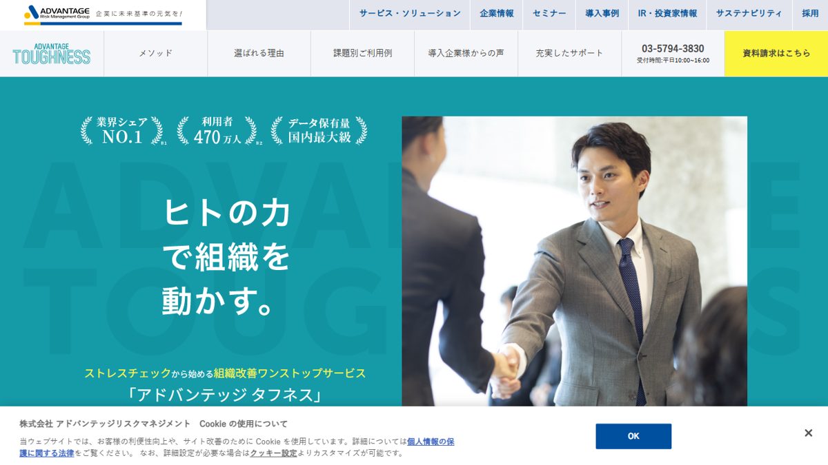 アドバンテッジ タフネスの公式サイトの画面